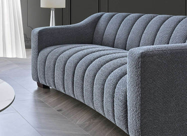 Aluxo Astoria 3-Seater Sofa in Luxurious Iron Boucle Fabric with Deep Channel Stitching - UK Luxury Furniture